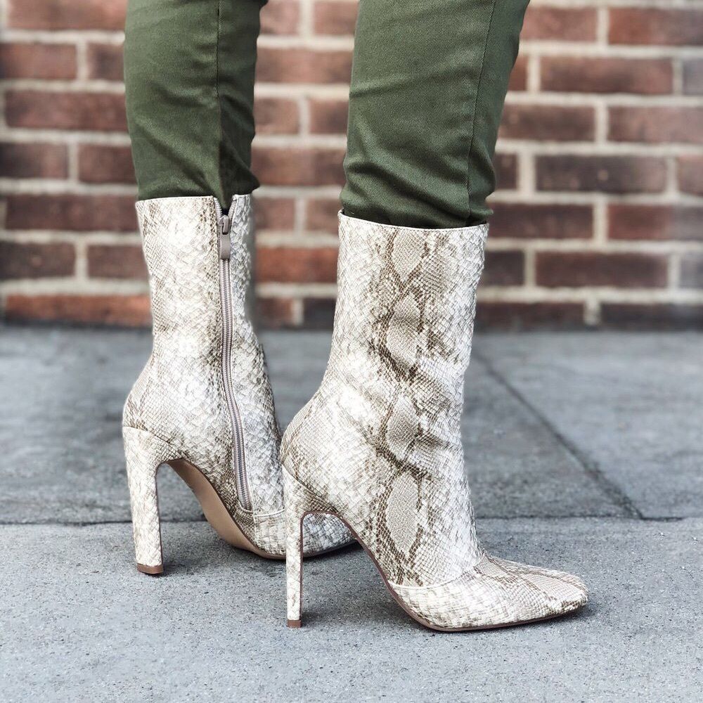 Illest snake skin block heel bootie